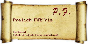 Prelich Fóris névjegykártya